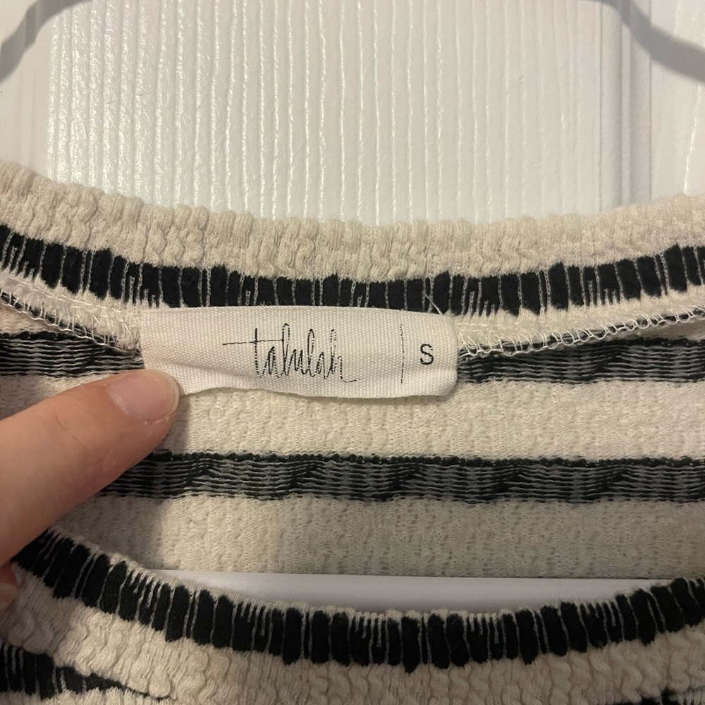TALULAH Black and Cream Striped Crew Sweater - Picture 3 of 7